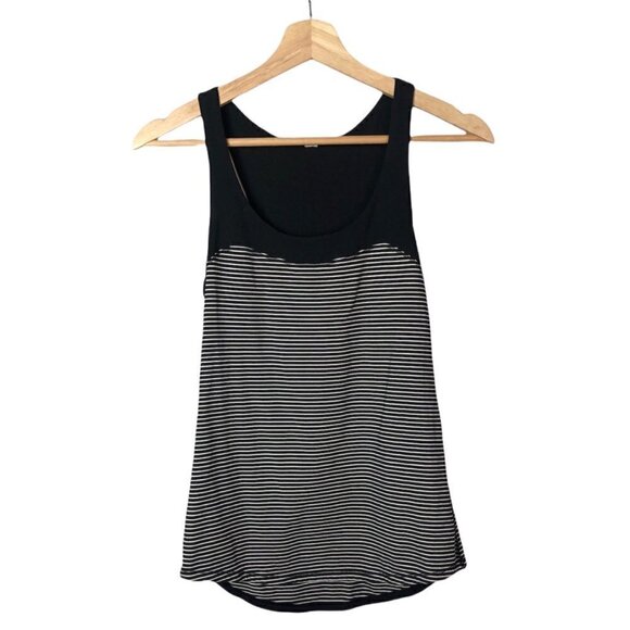 Lululemon Run: First Base Black & White Stripe Athletic Tank Top 4 - Picture 2 of 7